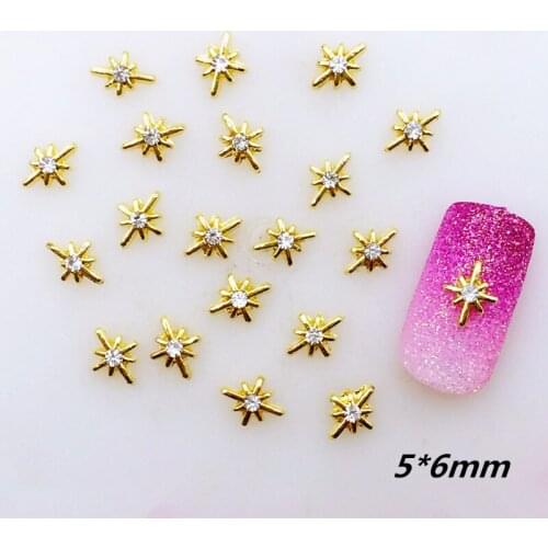 20pcs/pack Japan Korea Alloy Nail Art 3D Gold Cross with Rhinestone Metal Accessories for Phototherapy Nail Sticker DIY