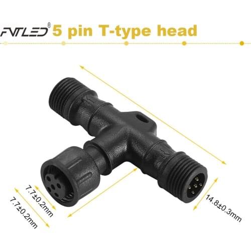 5 Set 5 PIN T Connector Y-Connect IP67 Waterproof for LED Deck Garden Railway Pool Step Stairs Lamp Ceiling Recessed Spotlight