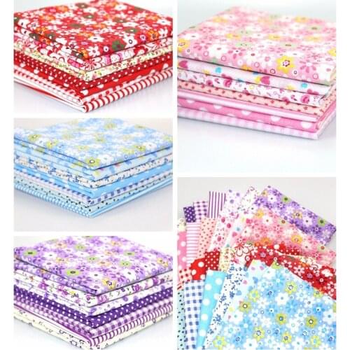 7pcs/set Flower Pattern Cotton Fabric Printed Cloth DIY Handmade Material Patchwork Material for Needlework Sewing Home Decor