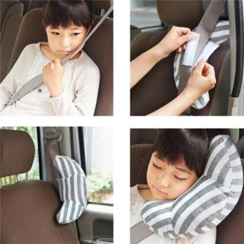 Car Headrest Neck Pillow Striped Sleep Pillow for Kids Travel Car Interior Neck Pillow Soft Head Rest Travel Support Accessories