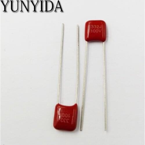 Free Shipping 10pcs, CBB 332J 100V 0.0033UF 3.3NF P5mm Metallized Film Capacitor
