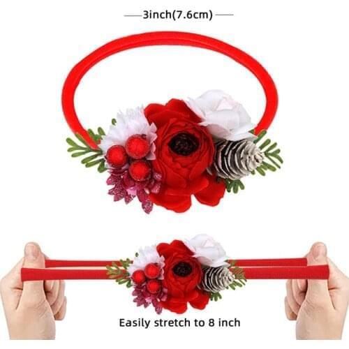 HOT selling antler Flower Baby Christmas Carnival dress up headband childrens elastic nylon Christmas hair band