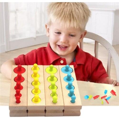 Baby Wooden Socket Cylinder Set Montessori Early Learning Toys Kits Toddler Educational Tools