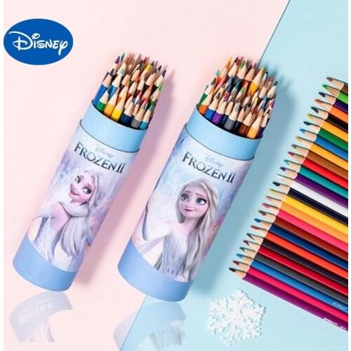Disney 2021 Frozen Spider-Man Childrens Colored Pencil Oily Student Art Painting Color Lead 12-36 Color Colored Pencil Set
