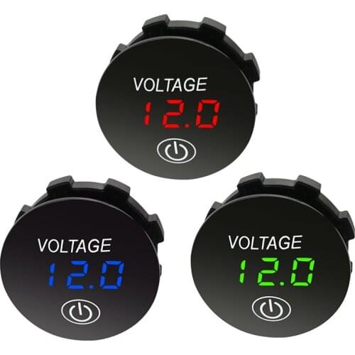 Battery Capacity Display Voltmeter LED Digital Voltage Meter with Touch-ON OFF Switch Car Motorcycle DC 3V-35V Green