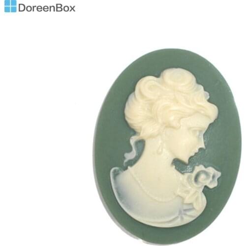 Doreen Box Lovely 10 Resin Lady Oval Cameo Embellishment Findings 29x39mm (B06632)