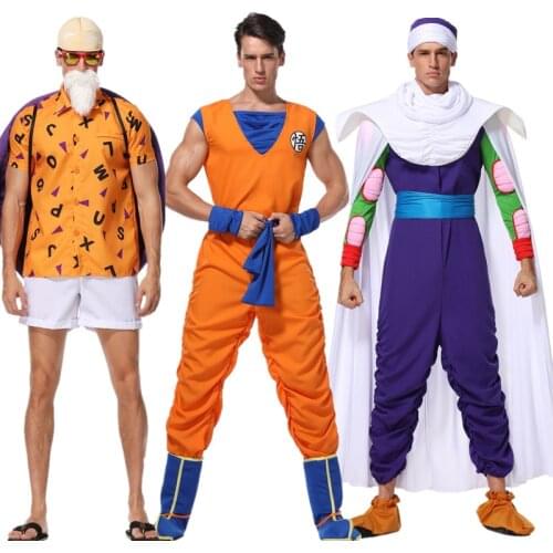 Goku Costume Suit Son Cosplay Costumes for Adult Boys Girl Wig Clothes Set Fancy Halloween Kame Sennin