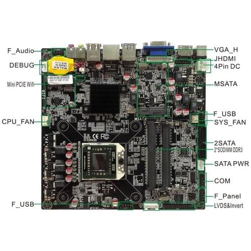 HCIPC M434-1 ITX-HCMFS1X2,2*DDR3,6*USB2.0+2USB3.0,2*COM,1*Giga LAN,12V-19V DC PWR,Mini ITX Motherboard