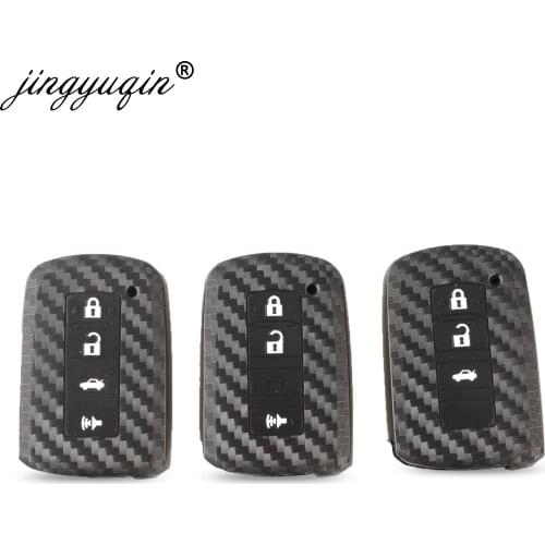 Jingyuqin 10pcs Silicone Car Key Cover For TOYOTA RAV4 Corolla Camry Crown Prado Carbon 2/3/4 Button Smart Remote Key Case