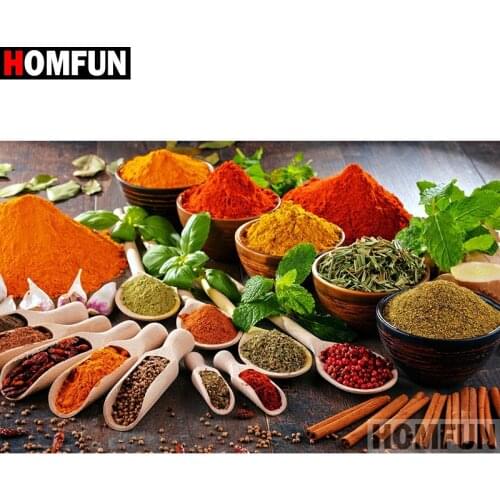 HOMFUN Paint With Diamond Embroidery "Kitchen spice" Diamond Painting Full Square Round Picture Of Rhinestone Decor A27374
