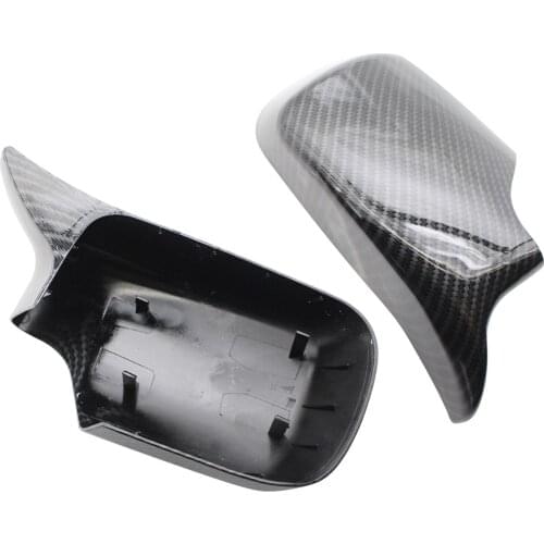 Side Door Mirror Cover Cap Carbon Fiber Look L&R Wing Door Rearview Mirror Covers Replacement for BMW E46 1998-2005