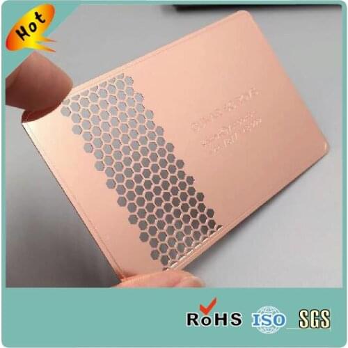 Hotsale 85*54mm engraved rose gold plated stainless steel metal business card