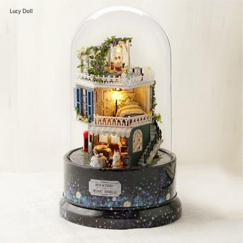 Cute The Music Doll House Furniture Diy Miniature 3D Wooden Miniaturas Dollhouse Model Building Kits Toys For Children Gifts