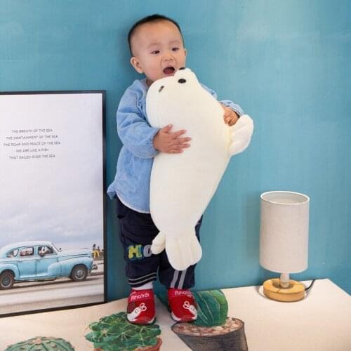 Soft Cotton Seal Plush Toys Sea Lion Plush Stuffed Pillow 3D Novelty Simulation Seal Doll Baby Kids Sleeping Pillow Home Cushion