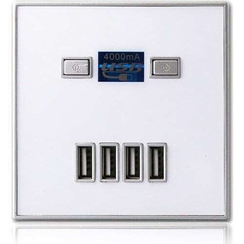 New Arrival High Quality 4-PORT quick charger home use wall socket Power USB Electrical Outlet 86*86mm 4000MA