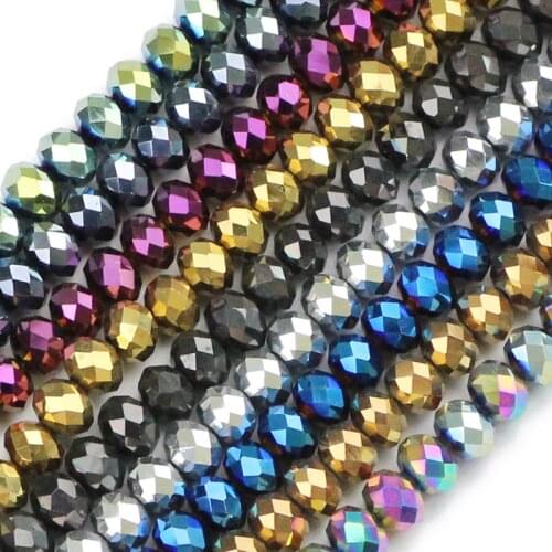 JHNBY Flat Round Faceted Austrian crystals beads 8mm 50pcs High quality loose beads Plating ball bracelet Jewelry Making DIY
