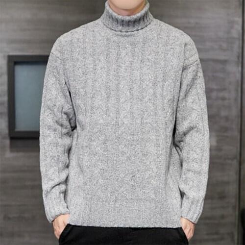 Autumn Winter New High Neck Pullover Men Casual Solid Color Thicken Sweater Fashion Warm Turtleneck For Men 2020