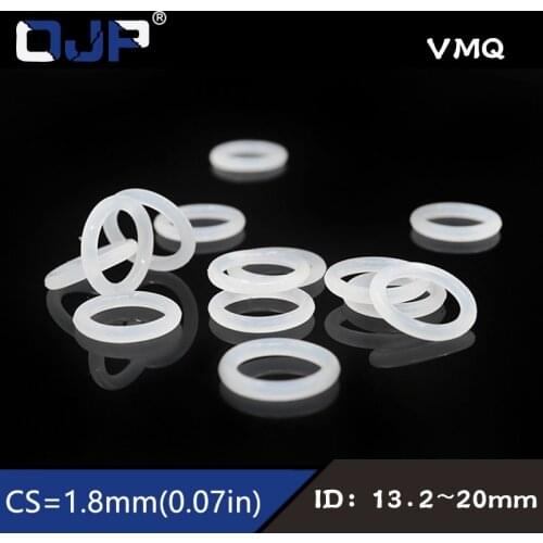 10PCS/lot Silicon Rings Silicone/VMQ O ring 1.8mm Thickness ID13.2/14/15/16/17/18/19/20mm Rubber O Ring Seal Oil Gasket Washer