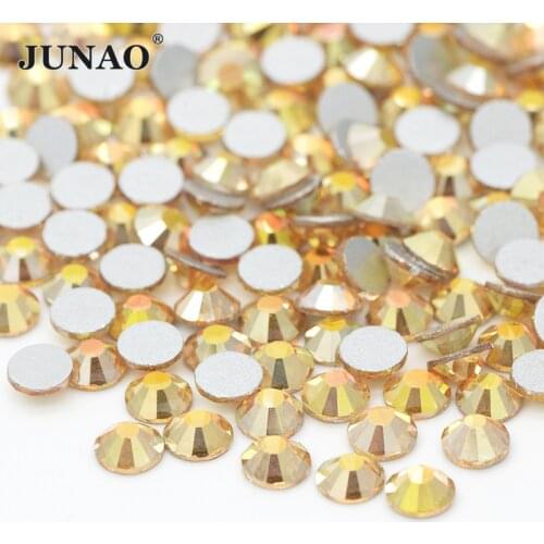 JUNAO SS 6 8 10 12 16 20 30 Metal Sunlight Nail Art Face Glass Rhinestones Non Hot Fix Strass Appliques Flat Back Crystal Stone