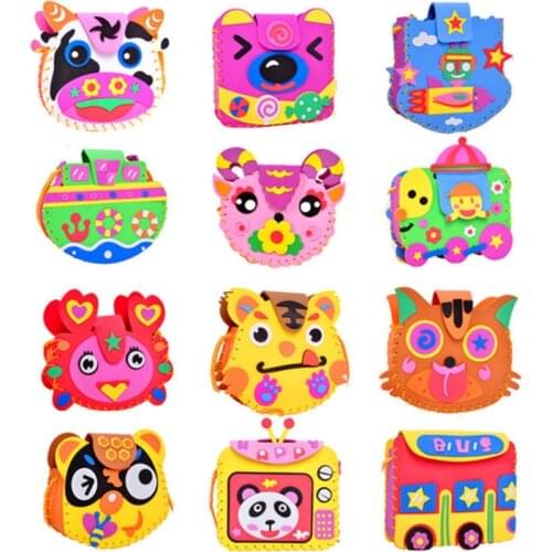 EVA Fabric DIY Handbag Children Craft Toy Mini Bag Non-woven Cloth Colorful Handmade Bag Cartoon Animal Children Handbags