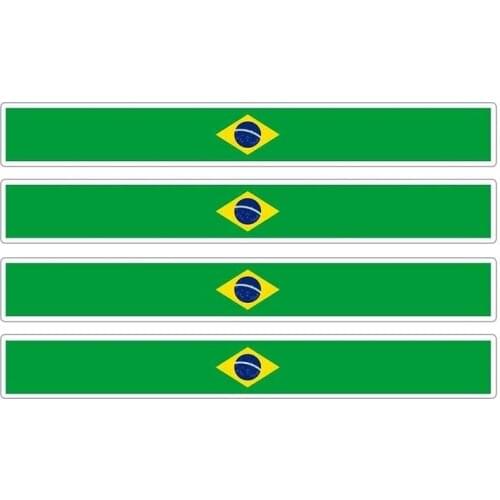 SZWL 4 X Brazil Stripe Flag Car Stickers Vinyl for Automobile Motorcycle Racing Bumper Decal Bike Moto Tuning,13cm*2cm