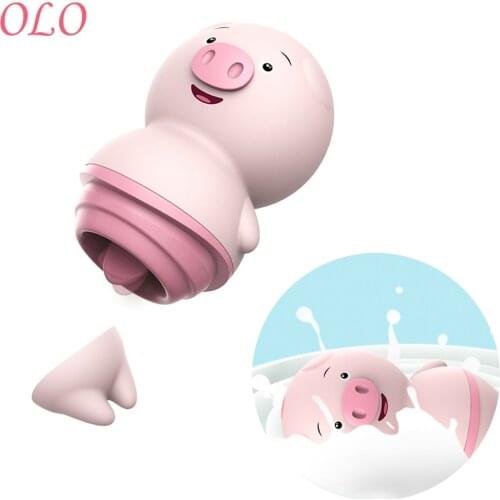OLO Cute Pig Tongue Licking Vibrator Clitoris Stimulator Nipple Massager Sex Toys for Woman 6 Modes Female Masturbator