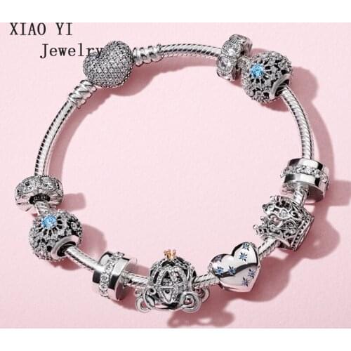 XIAOYI 100% S925 Crown love car elegant party fashion string decorated with high quality bracelet female
