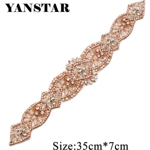 YANSTAR Wholesale (30pcs) Rhinestones Appliques Sew On Bridal Sash Crystal Rhinestone Applique Iron On Bridal Belt YS827