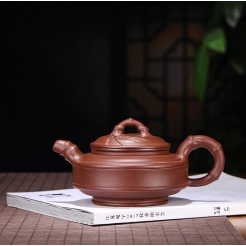 Yixing manufacturer wholesale custom cultural revolution bamboo bamboo flower drum pot goods boutique teapot