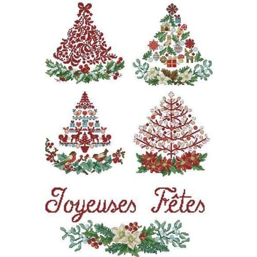 Gold Collection Counted Cross Stitch Kit Beautiful Christmas Tree Four Seasons Trees Flowers embroidery DIY handmade needlework