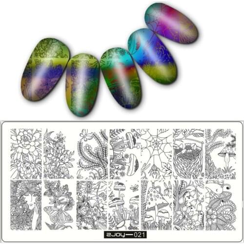 1PC 12.5*6.5cm Rectangle Nail Stamping Plates Flowers Image 3D DIY Pattern Plate DIY Nail Stamping Template