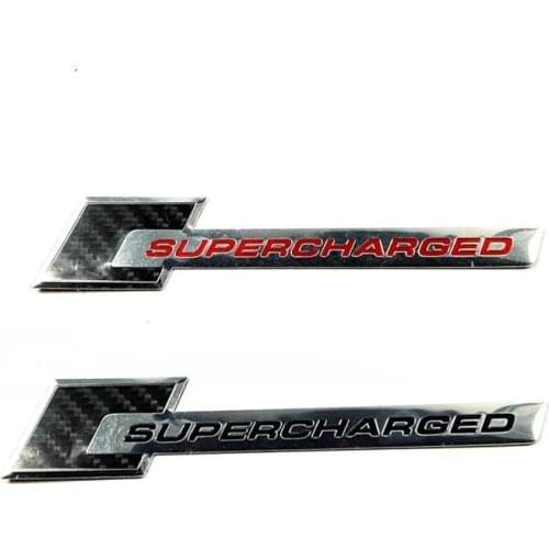 10PCSXMetal Thin Aluminum Carbon Fiber SUPERCHARGED Auto Sticker Emblem Badge Nameplate Logo