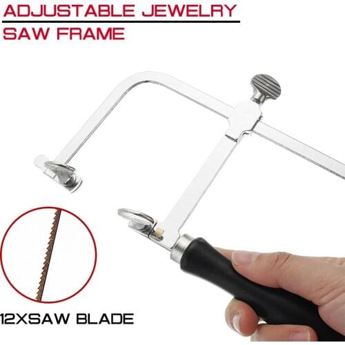 12Pcs Saw Blade + Adjustable Jewelry Saw Frame 18.5x8.7cm For Jewelry Making Woodworking With Wood Handle Repair Craft Tool
