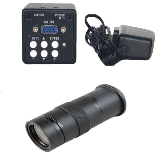 130X VGA /LED output Industry Video Microscope Camera Set System C-Mount Lens For PCB SMD SMT Repair Inspection Tool