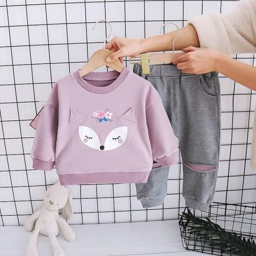 New Toddler Kids Baby Girls Clothing Cottoon Pullover Sweater+Pants 2 Pcs Sets Spring Autumn 1 2 3 4 Years Casual Sports Outfits