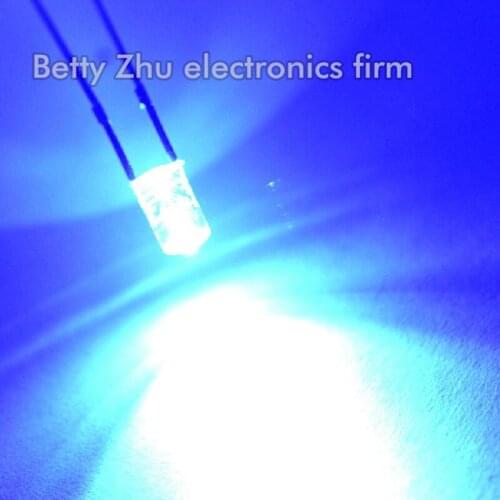 200PCS/LOT LED light-emitting diode 3MM flathead No edge transparent shell Blue light water clear