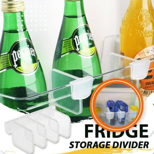 4PCS Fridge Storage Divider Refrigerator Storage Rack Partition For Bottle Can Free Adjustable Snap Type Sorting Partition Shelf