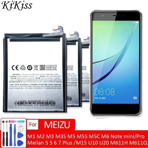 Battery for Meizu M1 M2 M3 M3S M5 M5S M5C M6 Note mini/Pro 5 6 7 Plus For Meizy Meilan 5 M15 U10 U20 M611H M611Q M611M BA611