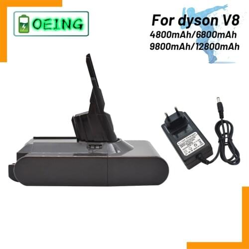 V8 12.8Ah 21.6V Battery For Dyson V8 Battery V8 series ,V8 Fluffy Li-ion SV10 Vacuum Cleaner Rechargeable BATTERY L70+ Charger