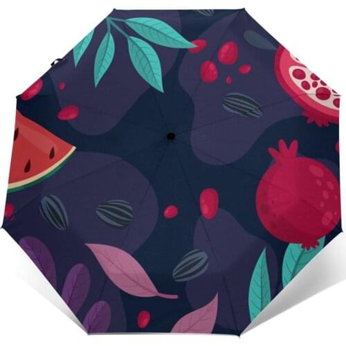 Automatic Umbrella Pomegranate Watermelon Yalda three-fold umbrella women men rain umbrella