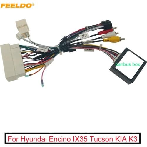 Car Audio 16PIN DVD Player Power Calbe Adapter With Canbus Box For Hyundai Encino IX35 Tucson KIA Stereo Plug Wiring Harness