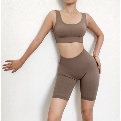 2PCS Seamless Yoga Set Sports Wear For Women Gym Clothing Sports Suit,Sports Bra+Sport Shorts