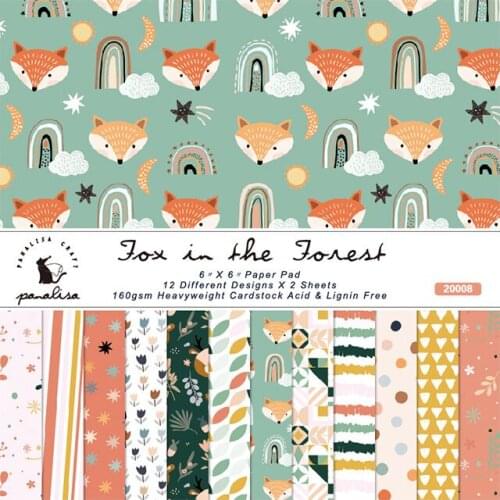 The fox is in the forest Scrapbooking paper pack of 24 sheets handmade craft paper craft Background pad 1118