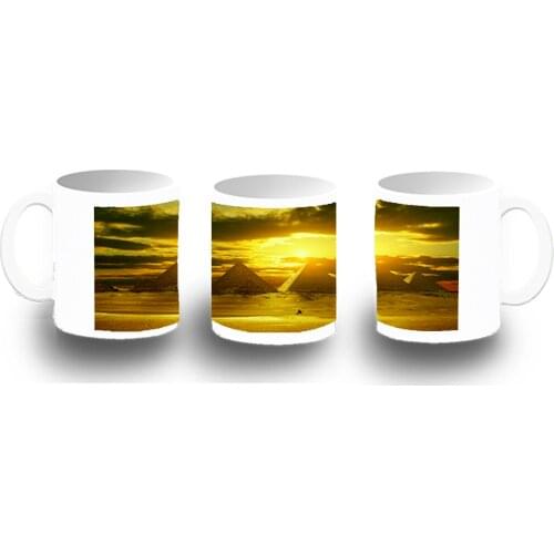 MERCHANDMANIA Cup photoluminescent pyramids Egypt GIZA sunset glow Dark Custom washable cafe gift