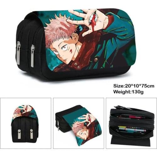 Anime Jujutsu Kaisen Yuji Itadori Cosmetic Cases Pencil Box Boys Girls Pencil Bag Students School Case Teenager Stationary Bags