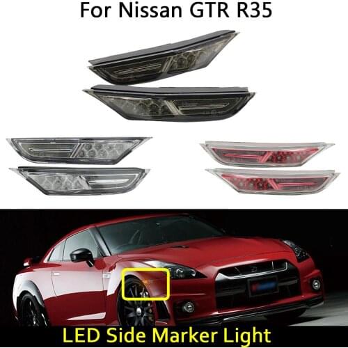 For Nissan GTR R35 2007-2018 Front Amber LED Side Marker Light DRL Running Lamp turn signal lights