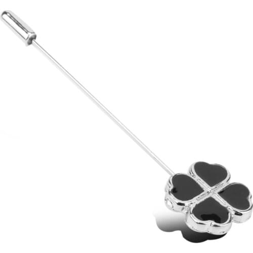 Dongsheng Fashion Jewelry Accessories Four Leaf Clover Black Sliver Color Brooches Lapel Pins Brooch for Women Girl-40