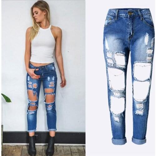 New 2020 Irregular Ripped Jeans For Women Softener Vintage Denim High Waist Mom Jeans Skinny Jeans Woman Plus Size Pencil Pants