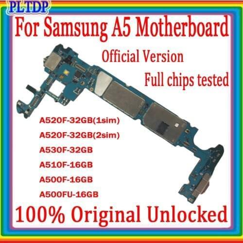 Motherboard for Samsung A5 A520F A510F A530F A500F A500FU A5000 100% Original unlocked With full chips logic board Free Shipping