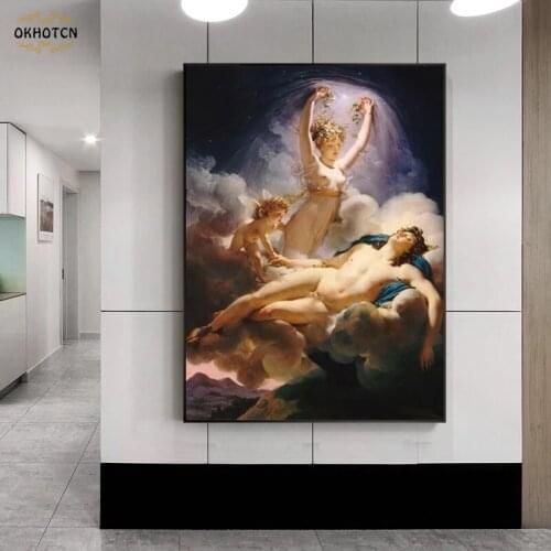 Famous French Oil Painting Aurora And Cephalus Posters And Prints European Vintage Wall Art Decoration Modern Home Decoration